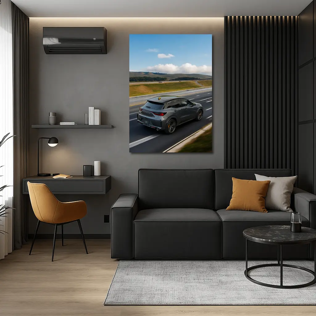 Lexus LBX Driving Open Highway Rolling Hills – Wall Art