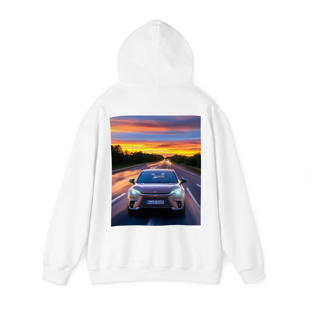 Lexus LBX Driving Highway At Sunset – Hoodies