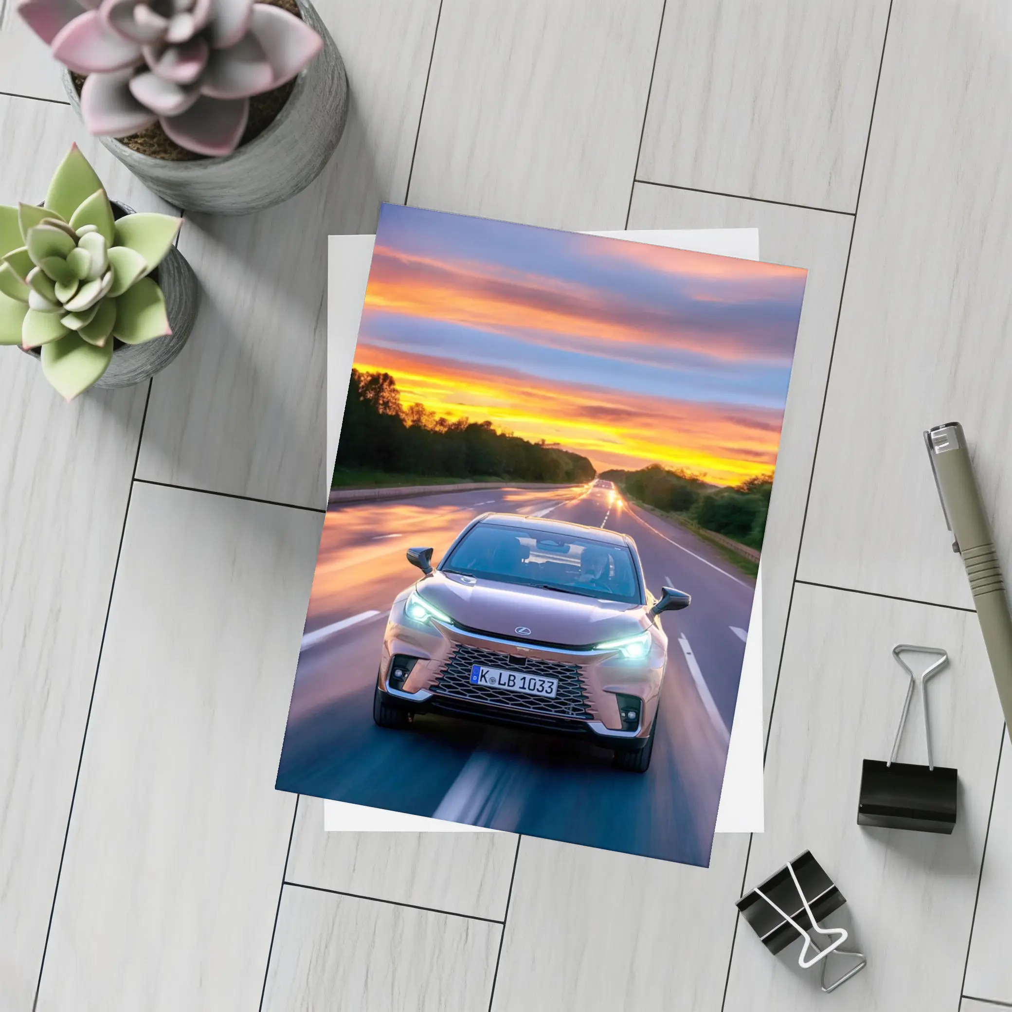 Lexus LBX Driving Highway At Sunset – Postcards