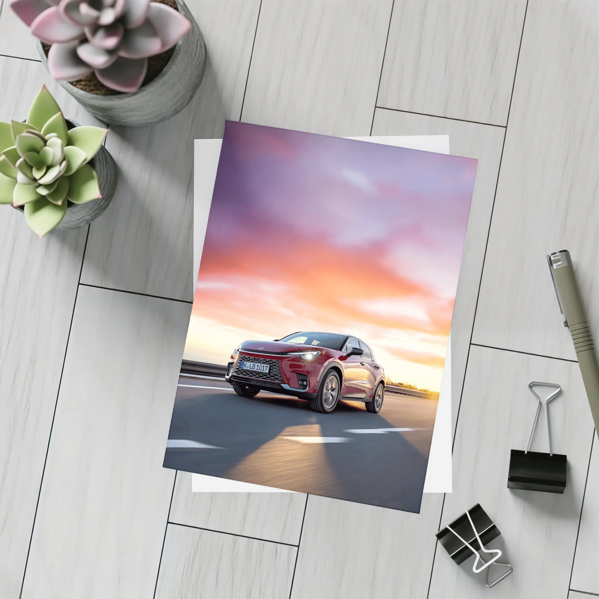 Lexus LBX Red SUV Sunset Drive – Postcards