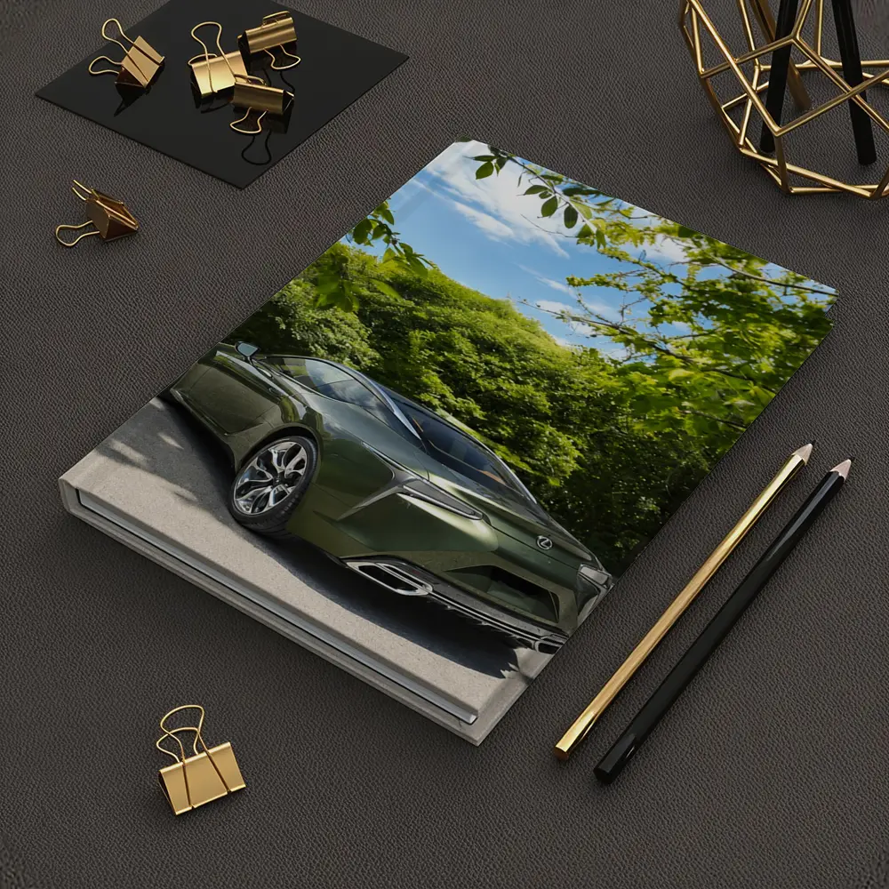 Lexus LC Green Coupe Surrounded By Trees – Notebooks