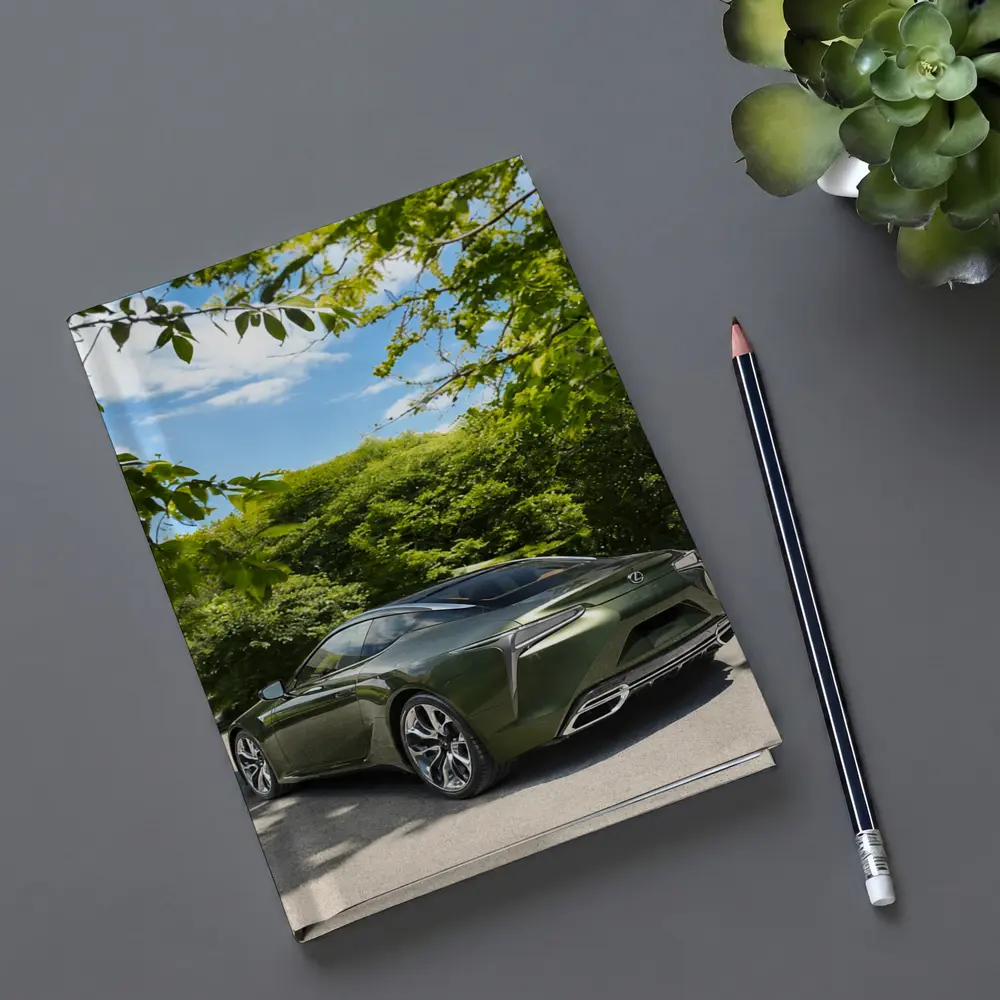 Lexus LC Green Coupe Surrounded By Trees – Notebooks