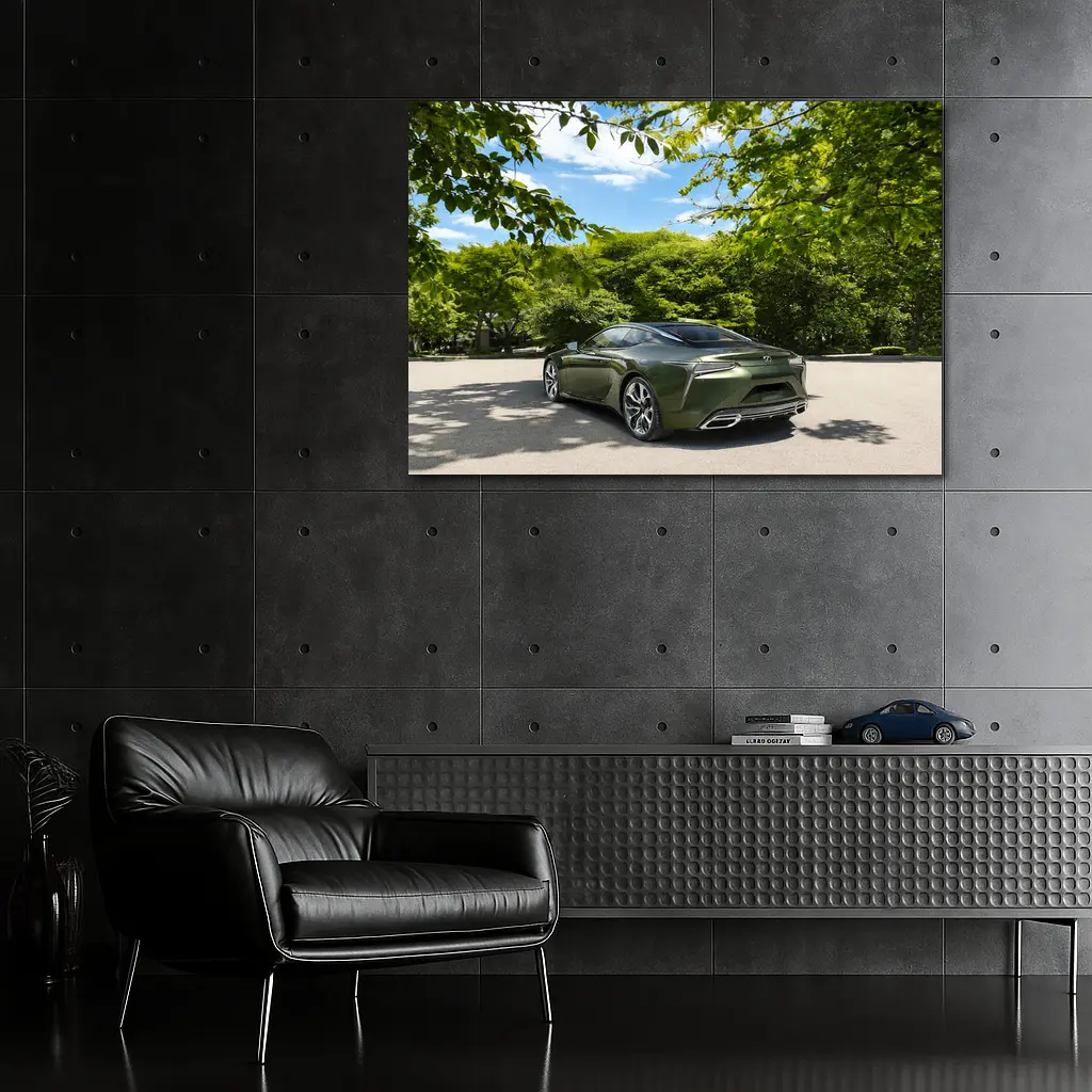 Lexus LC Green Coupe Surrounded By Trees – Wall Art