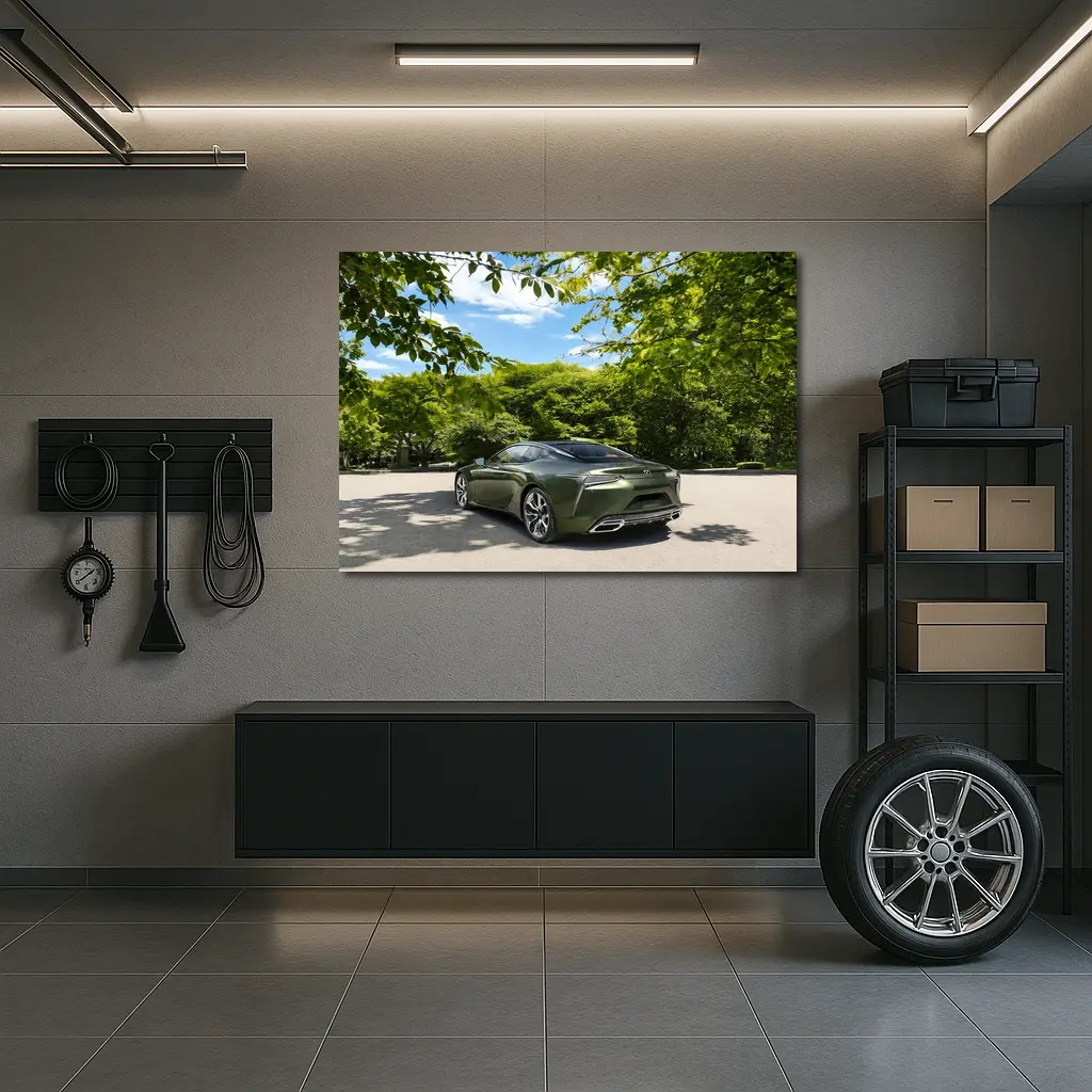 Lexus LC Green Coupe Surrounded By Trees – Wall Art