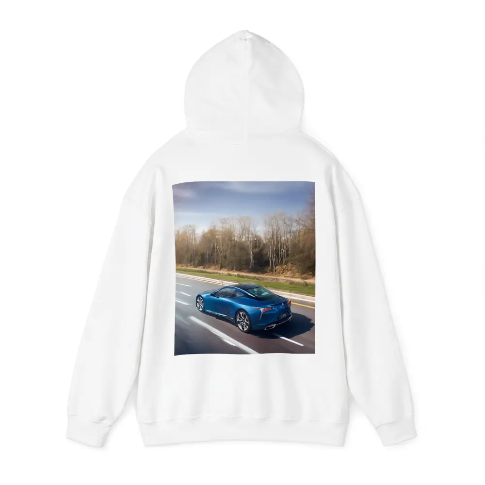Lexus LC Blue Coupe On Open Highway – Hoodies