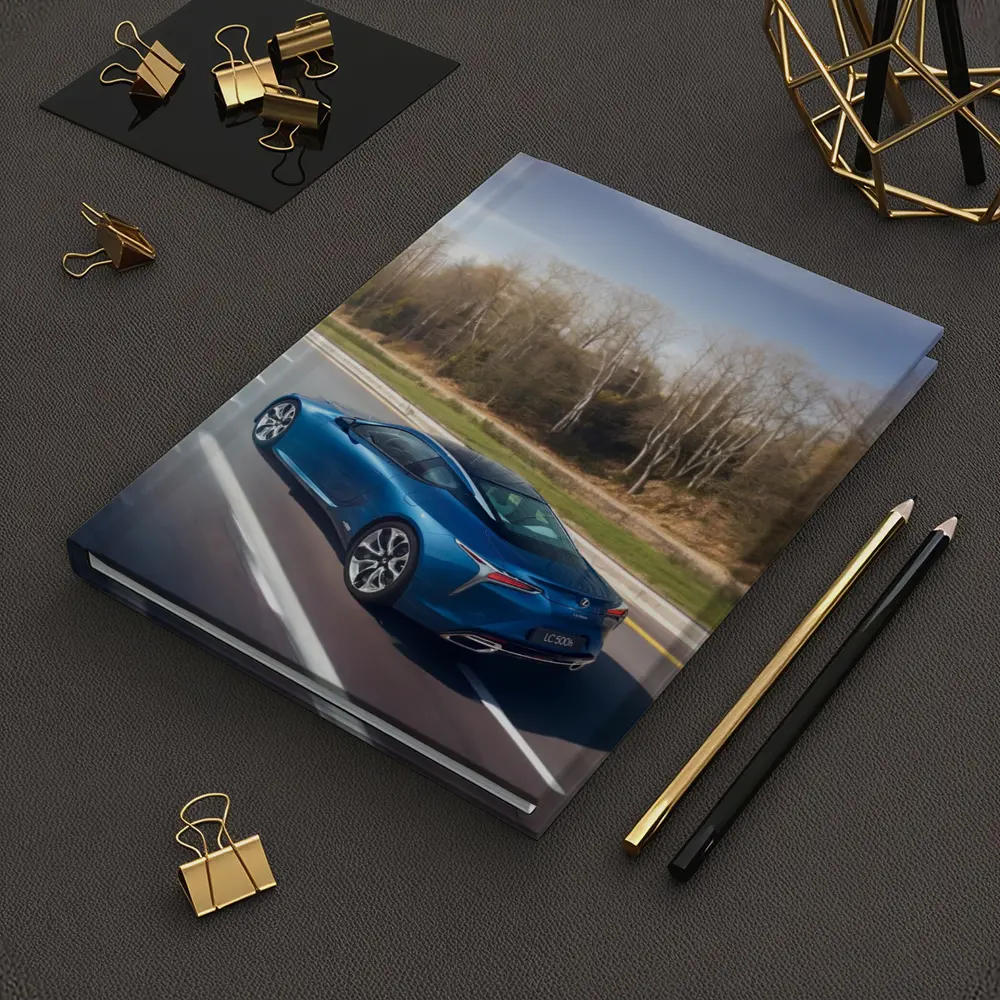 Lexus LC Blue Coupe On Open Highway – Notebooks