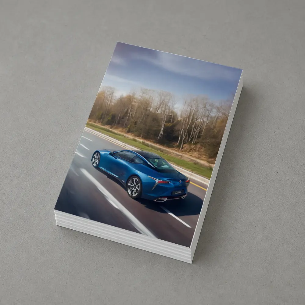 Lexus LC Blue Coupe On Open Highway – Postcards