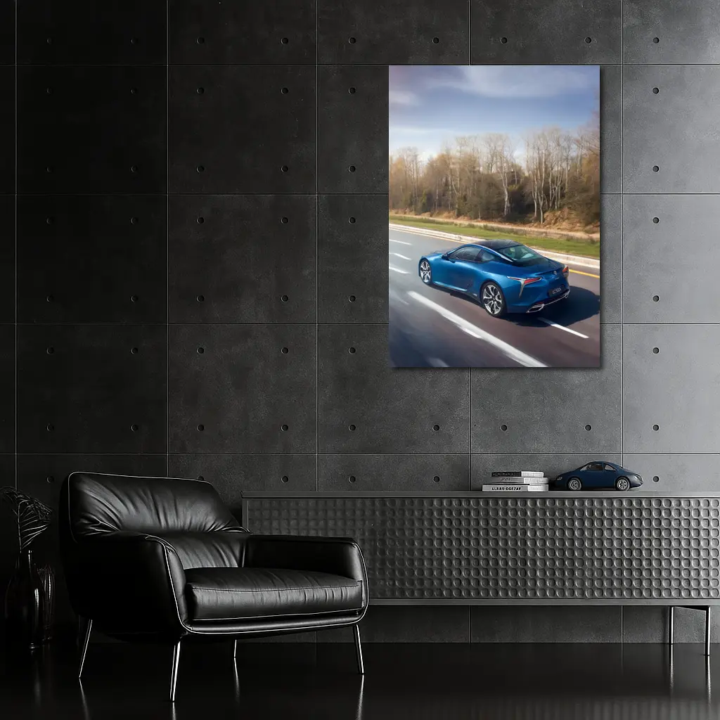 Lexus LC Blue Coupe On Open Highway – Wall Art