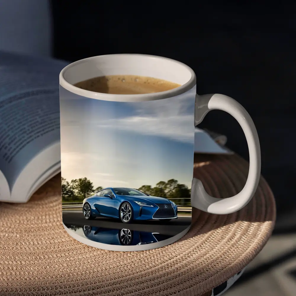 Lexus LC 500h Blue Coupe On Road – Mugs