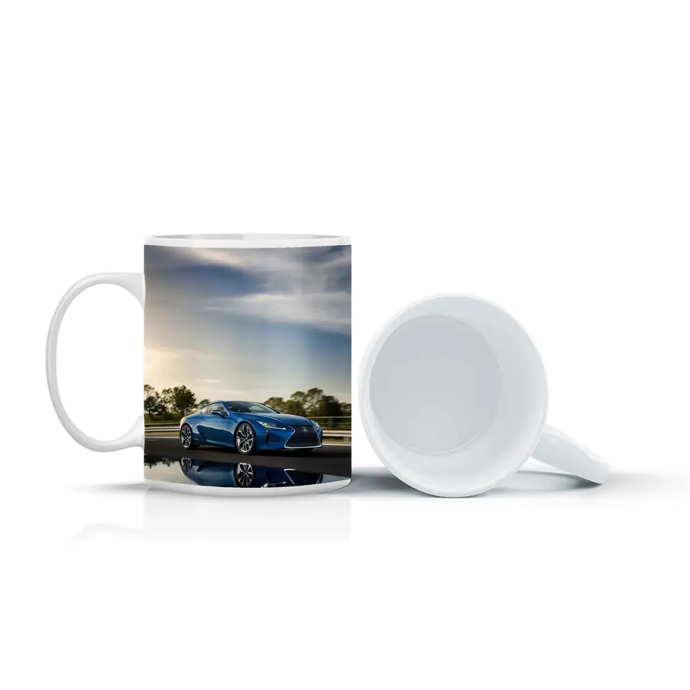 Lexus LC 500h Blue Coupe On Road – Mugs