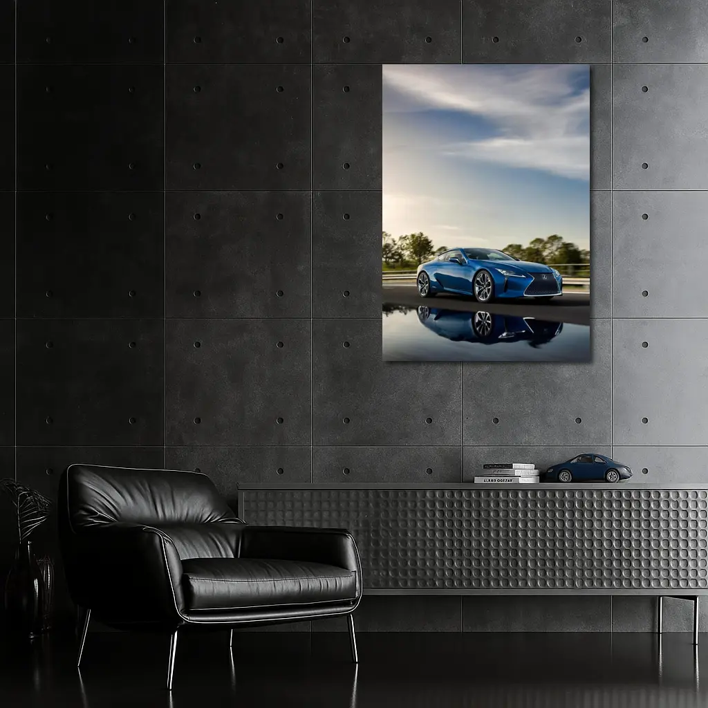 Lexus LC 500h Blue Coupe On Road – Wall Art