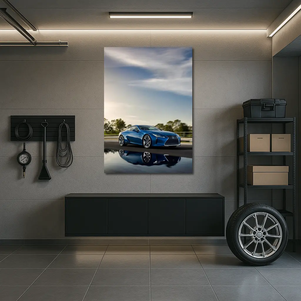 Lexus LC 500h Blue Coupe On Road – Wall Art