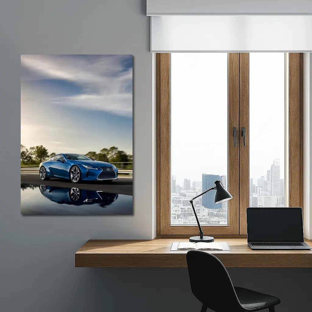Lexus LC 500h Blue Coupe On Road – Wall Art