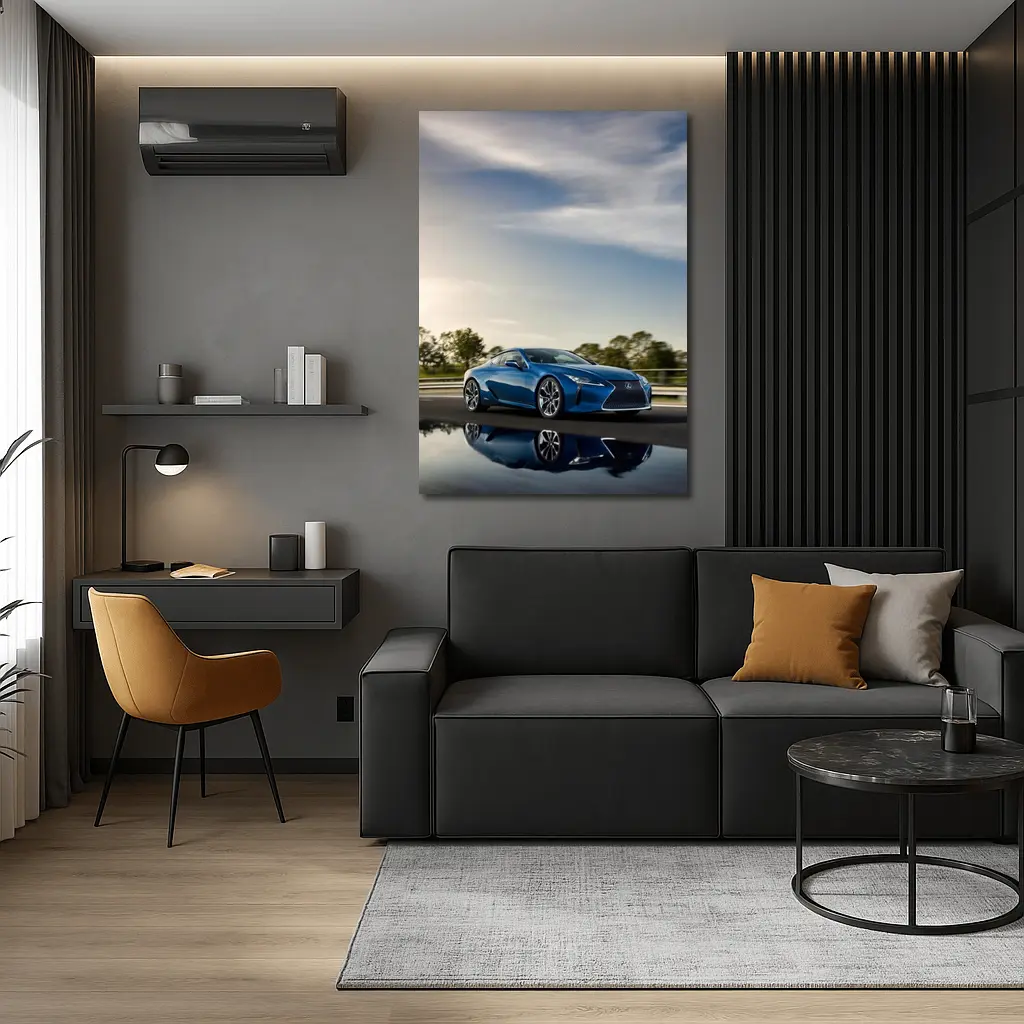 Lexus LC 500h Blue Coupe On Road – Wall Art