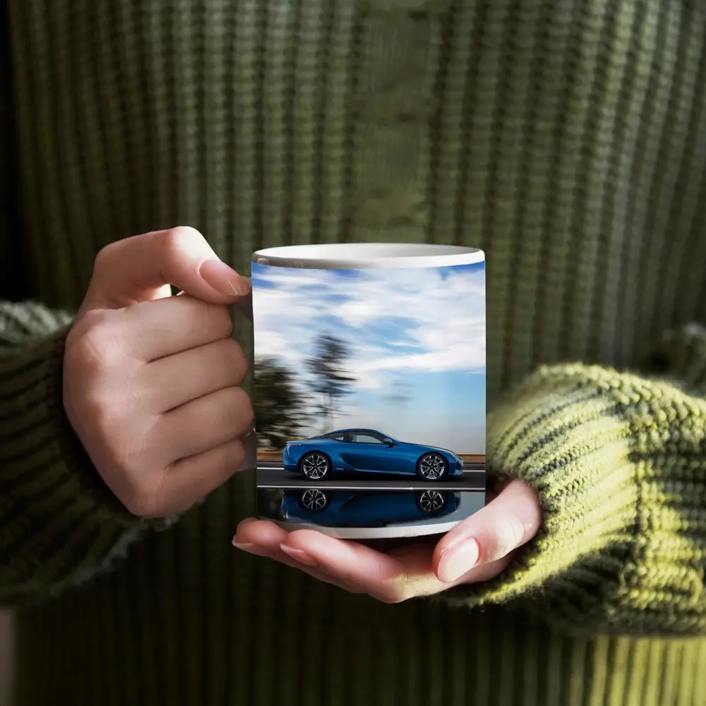 Lexus LC Blue Coupe Speed Road Shot – Mugs