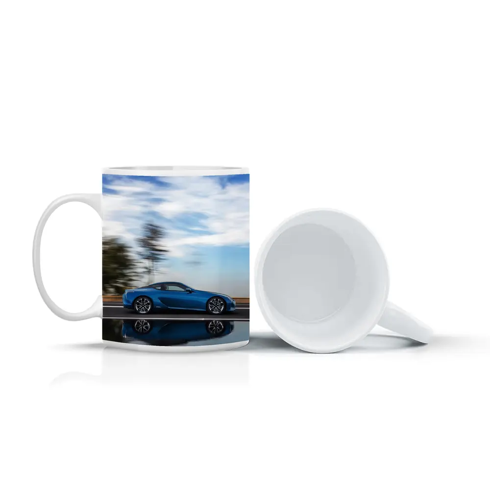 Lexus LC Blue Coupe Speed Road Shot – Mugs
