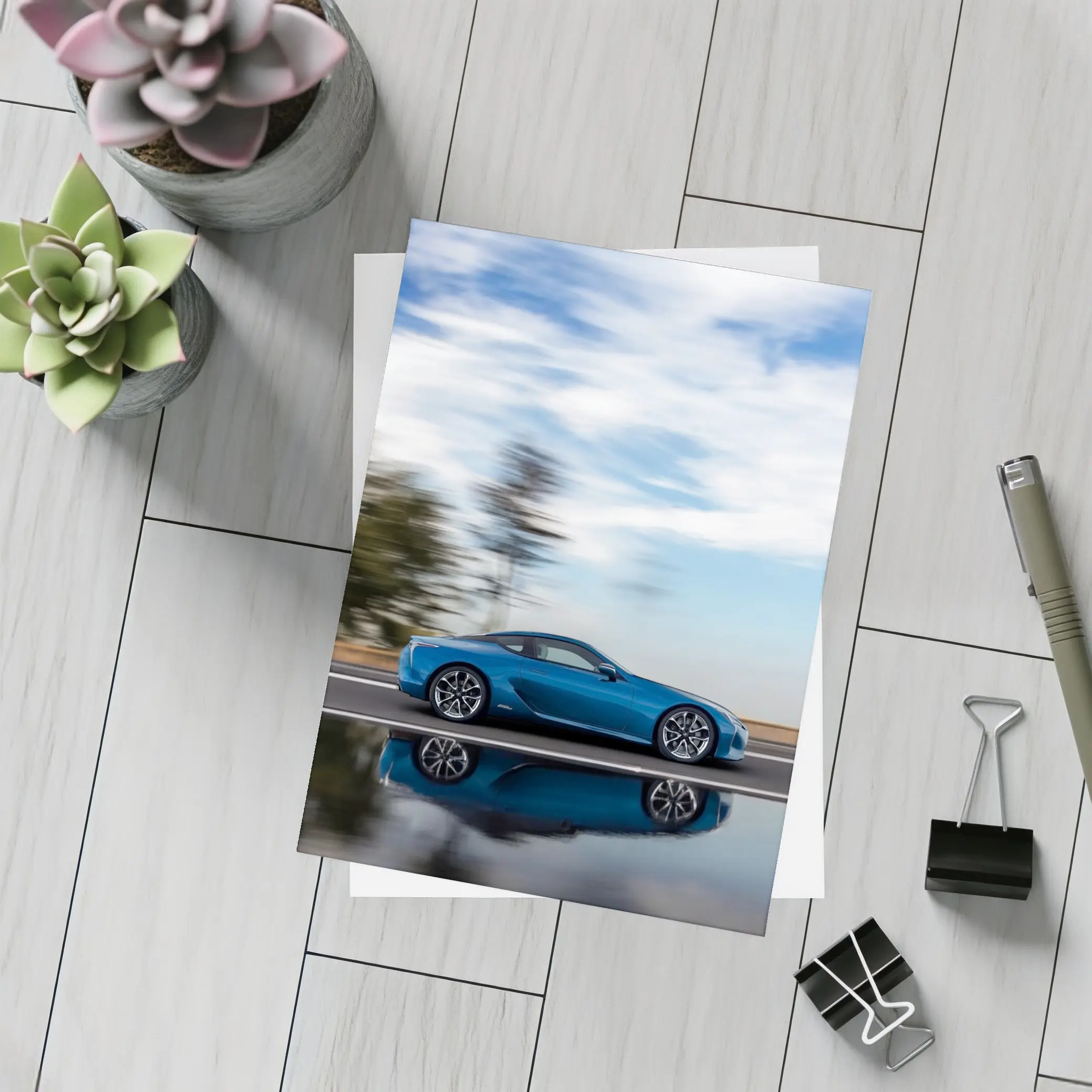 Lexus LC Blue Coupe Speed Road Shot – Postcards