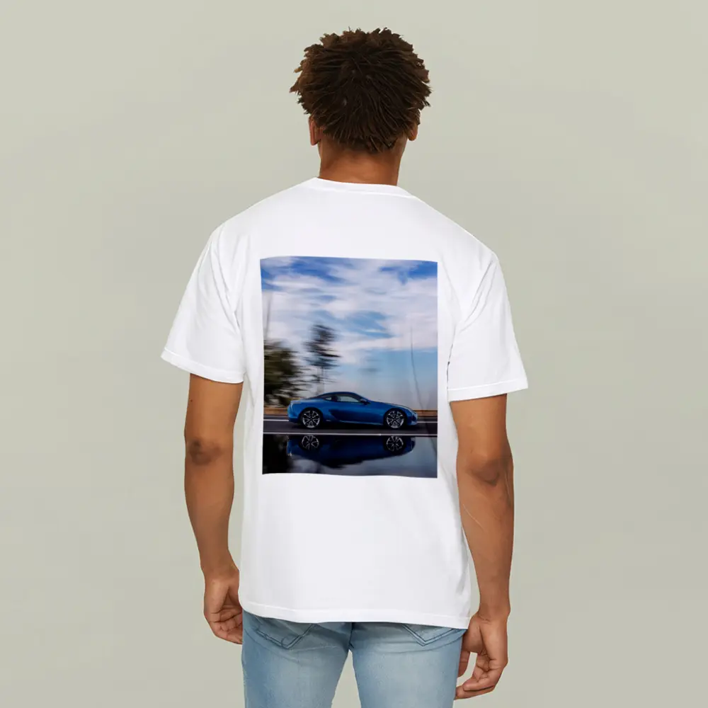 Lexus LC Blue Coupe Speed Road Shot – T-Shirts