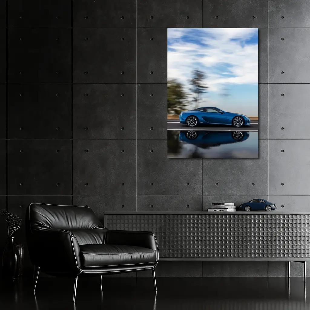 Lexus LC Blue Coupe Speed Road Shot – Wall Art