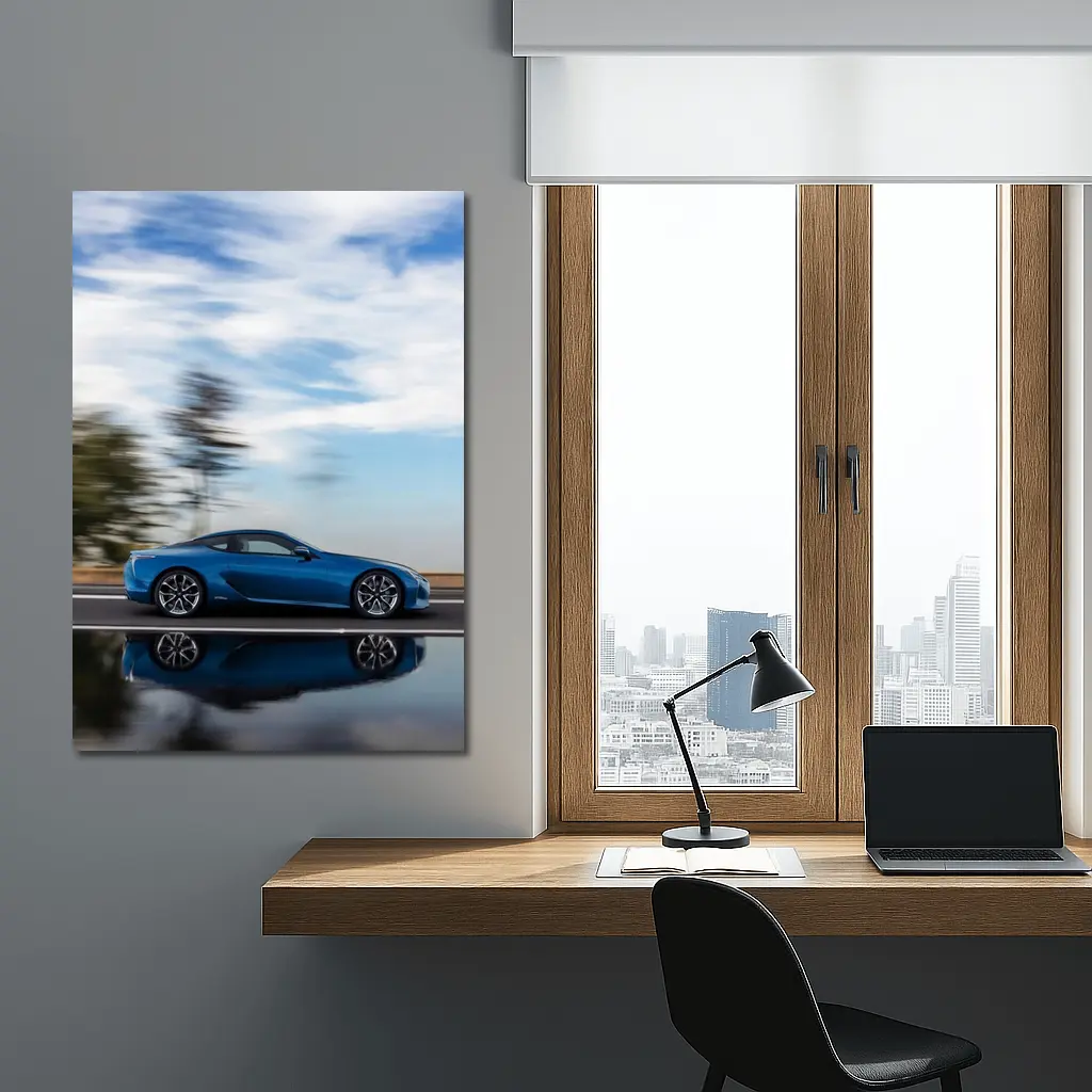 Lexus LC Blue Coupe Speed Road Shot – Wall Art