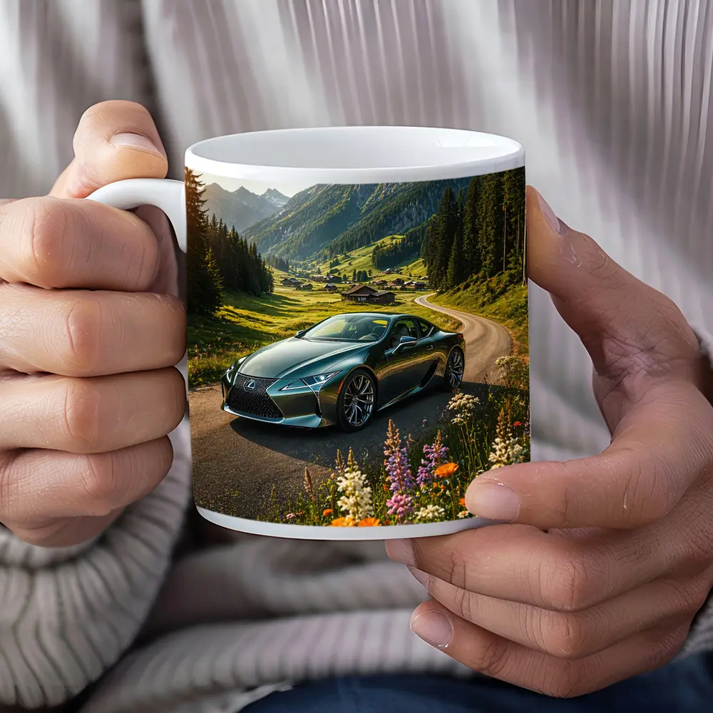Lexus LC Green Coupe Alpine Mountain Road – Mugs