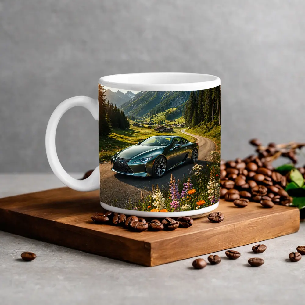 Lexus LC Green Coupe Alpine Mountain Road – Mugs