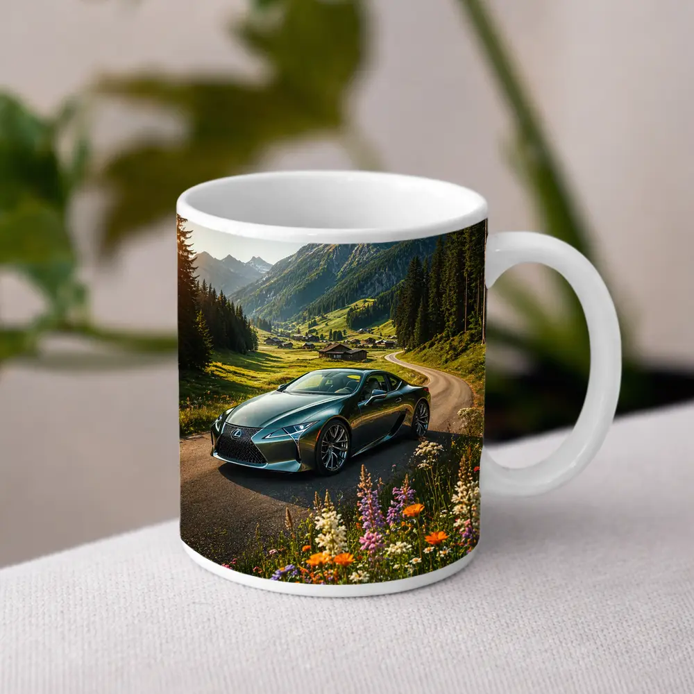 Lexus LC Green Coupe Alpine Mountain Road – Mugs