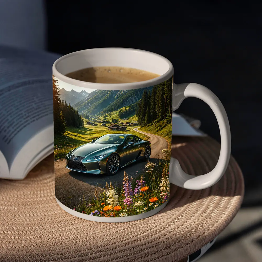 Lexus LC Green Coupe Alpine Mountain Road – Mugs