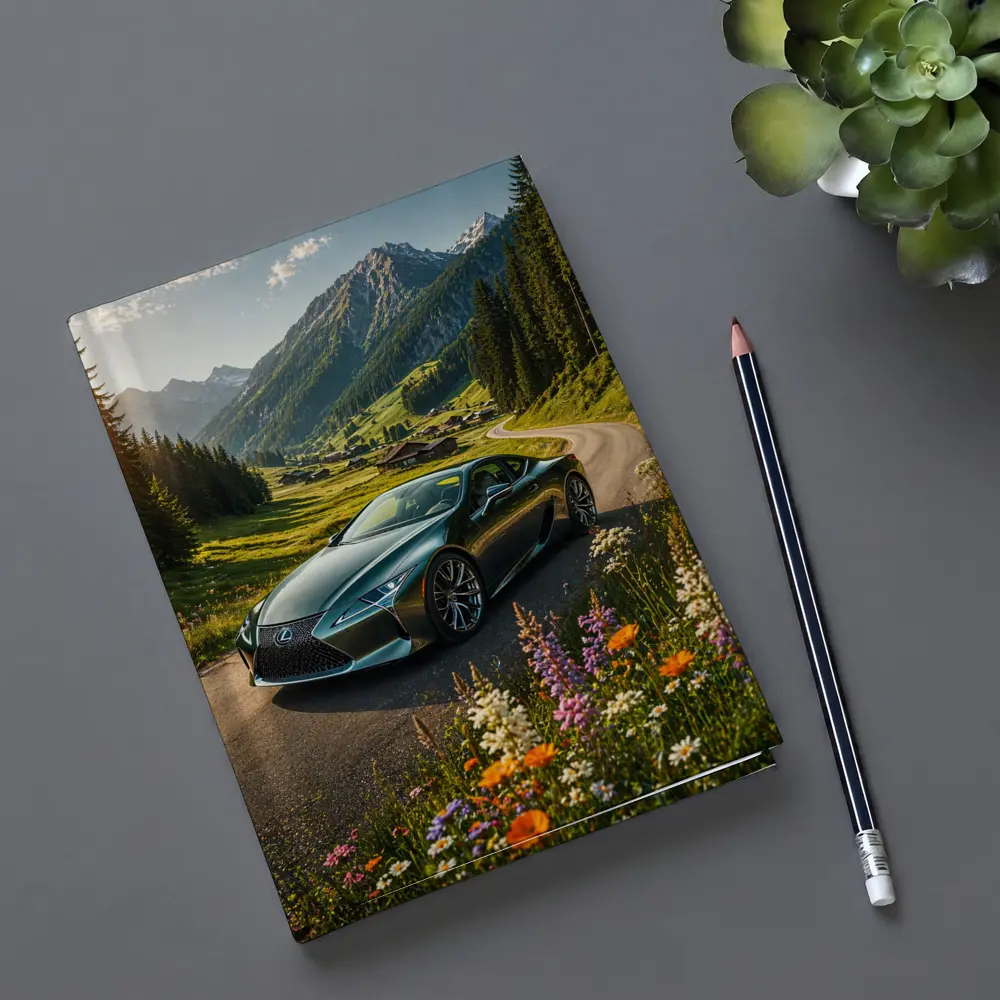 Lexus LC Green Coupe Alpine Mountain Road – Notebooks