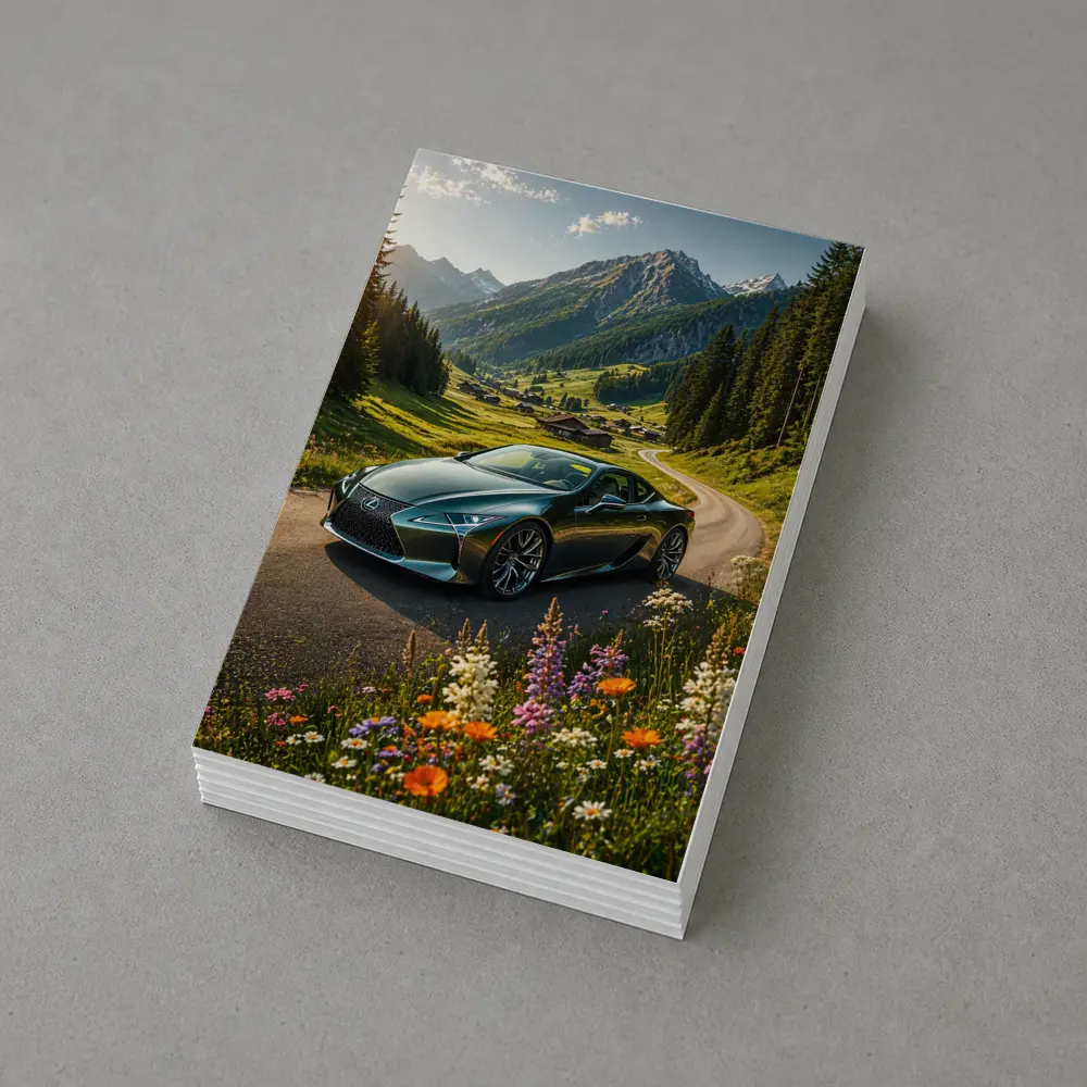 Lexus LC Green Coupe Alpine Mountain Road – Postcards