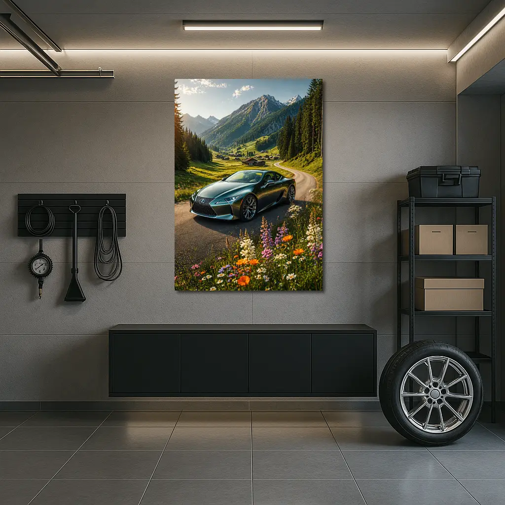 Lexus LC Green Coupe Alpine Mountain Road – Wall Art