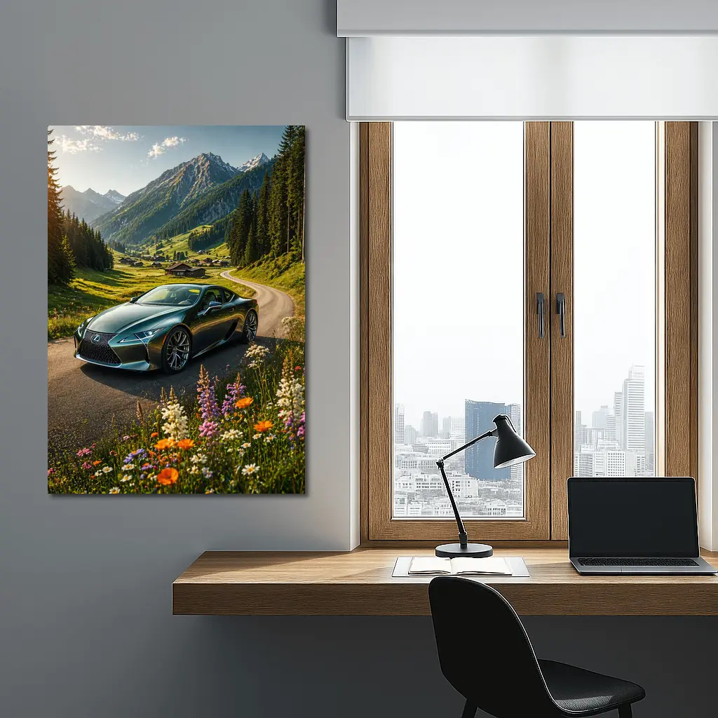 Lexus LC Green Coupe Alpine Mountain Road – Wall Art