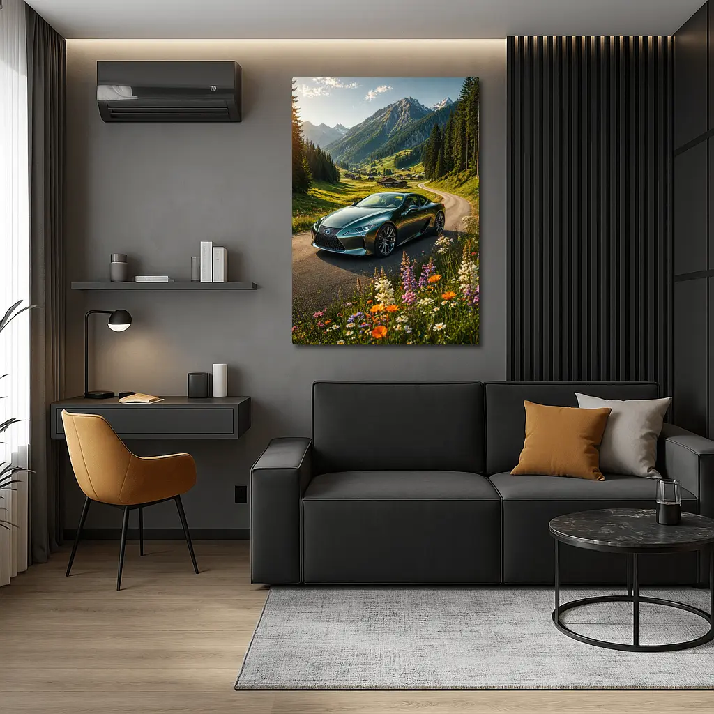Lexus LC Green Coupe Alpine Mountain Road – Wall Art