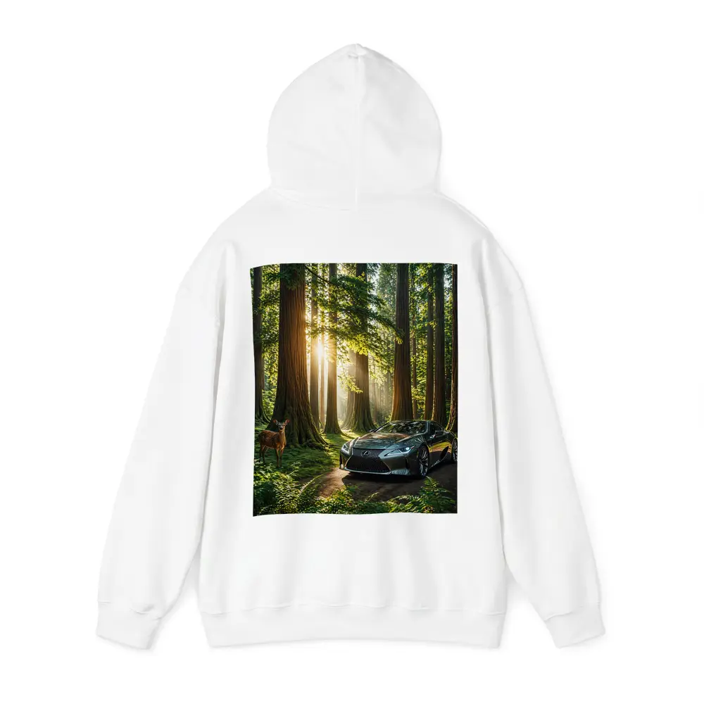 Lexus LC Coupe Parked In Sunlit Forest – Hoodies