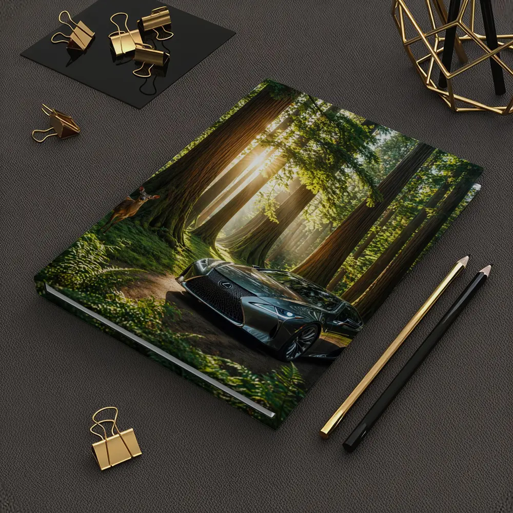 Lexus LC Coupe Parked In Sunlit Forest – Notebooks