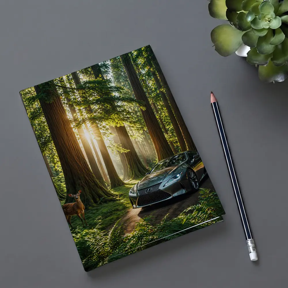Lexus LC Coupe Parked In Sunlit Forest – Notebooks