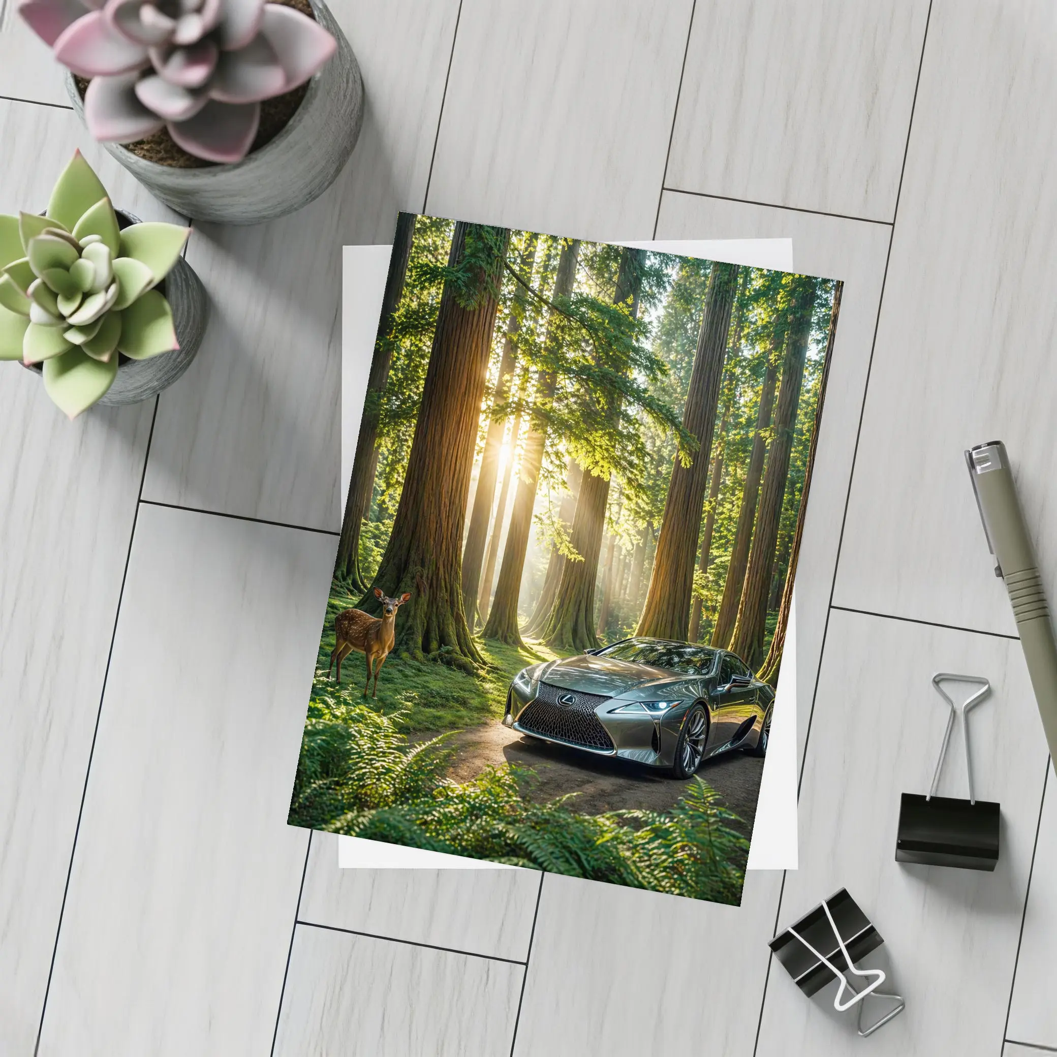 Lexus LC Coupe Parked In Sunlit Forest – Postcards