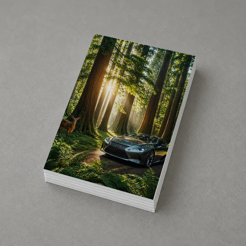 Lexus LC Coupe Parked In Sunlit Forest – Postcards