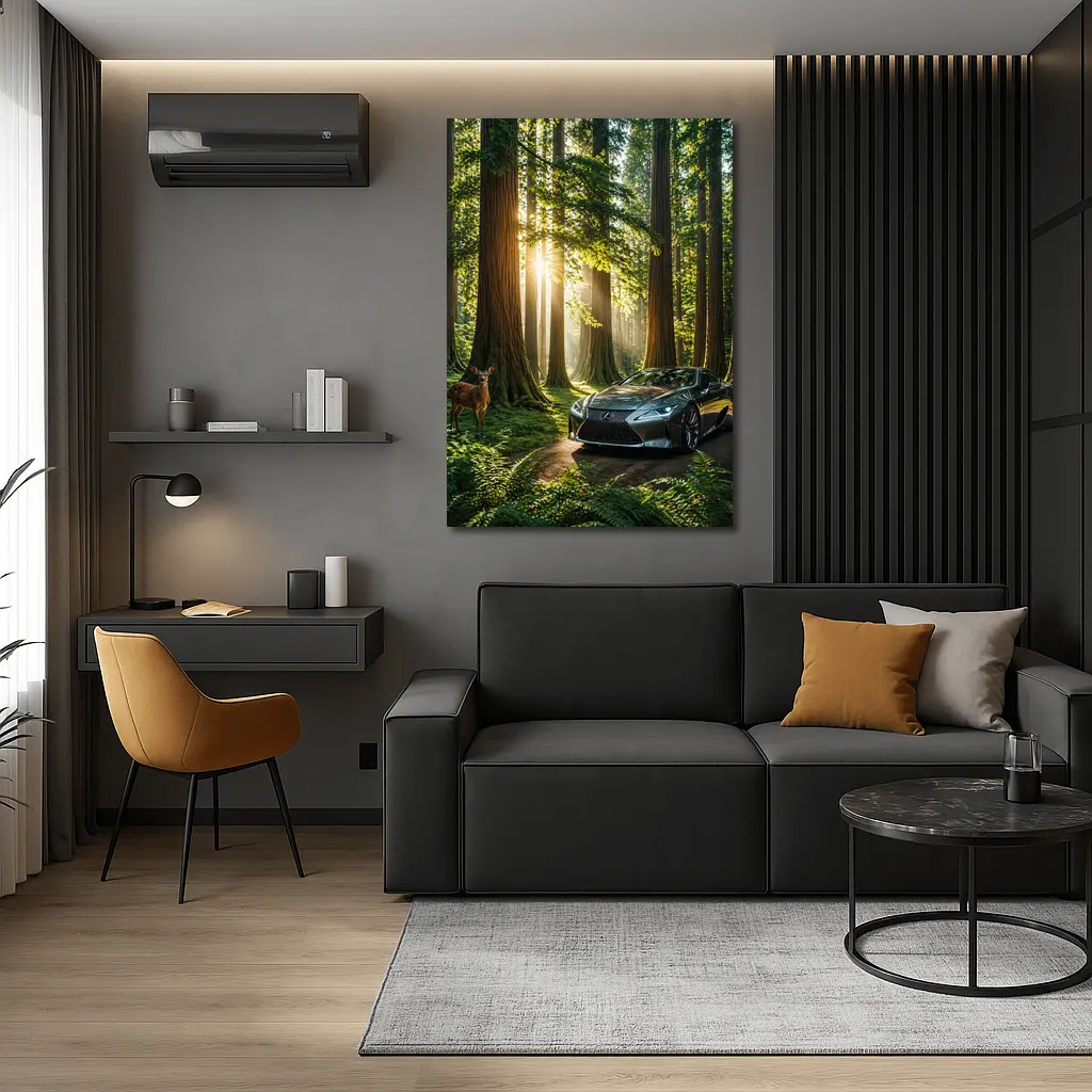 Lexus LC Coupe Parked In Sunlit Forest – Wall Art