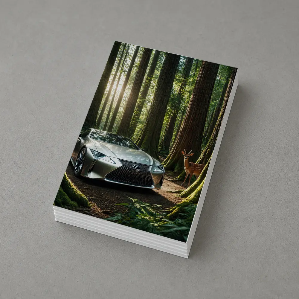 Lexus LC Silver Sports Car Forest Deer – Postcards