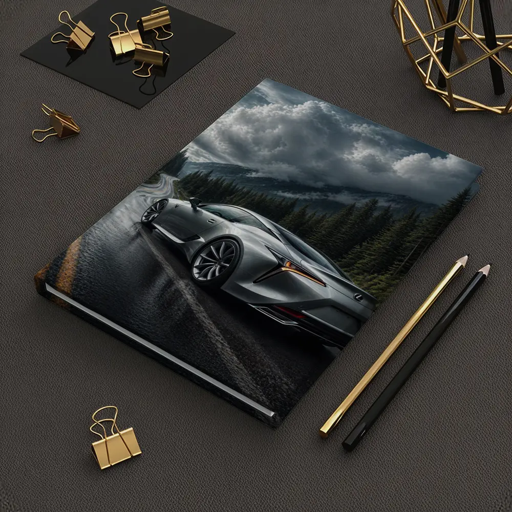 Lexus LC Silver Coupe Rainy Mountain Road – Notebooks