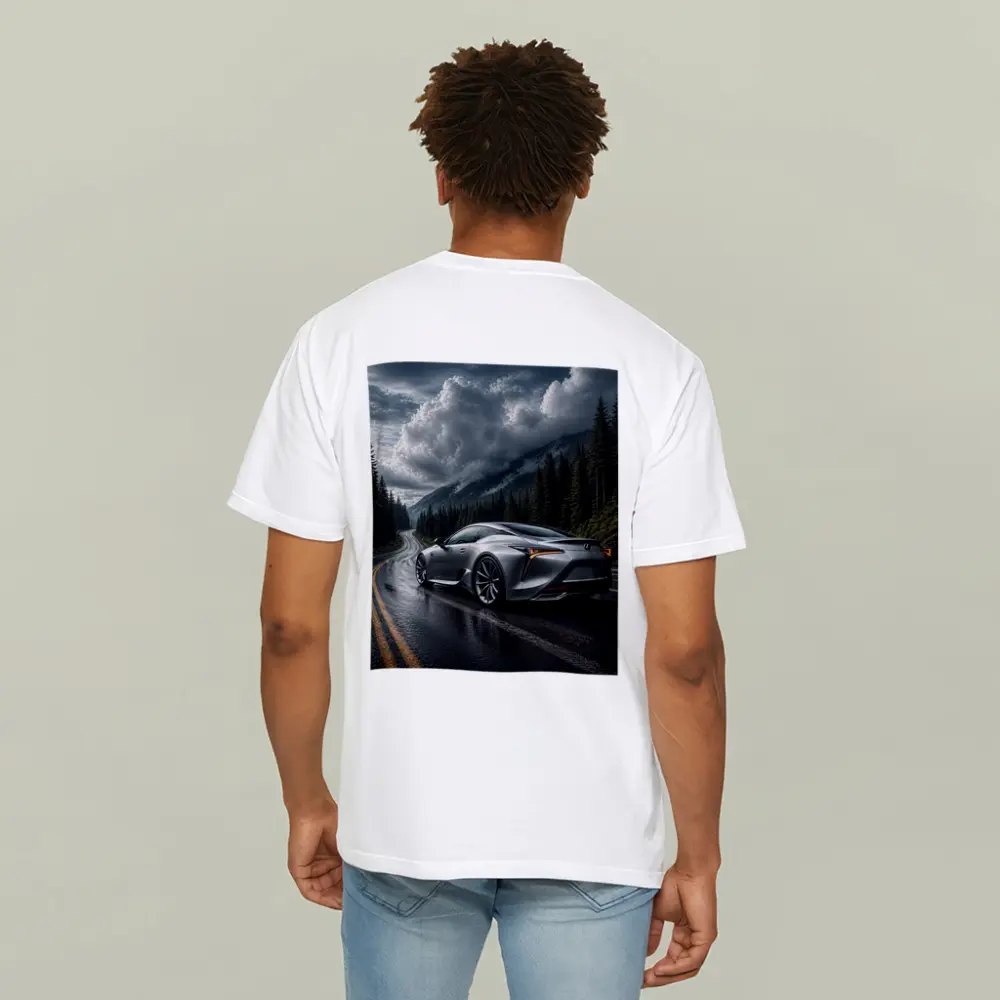 Lexus LC Silver Coupe Rainy Mountain Road – T-Shirts
