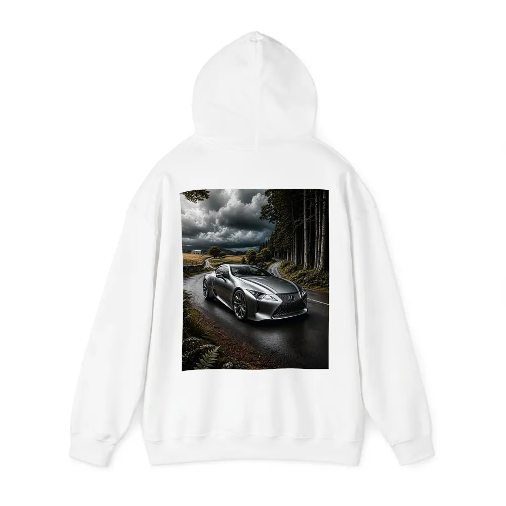 Lexus LC Silver Coupe Stormy Country Road – Hoodies