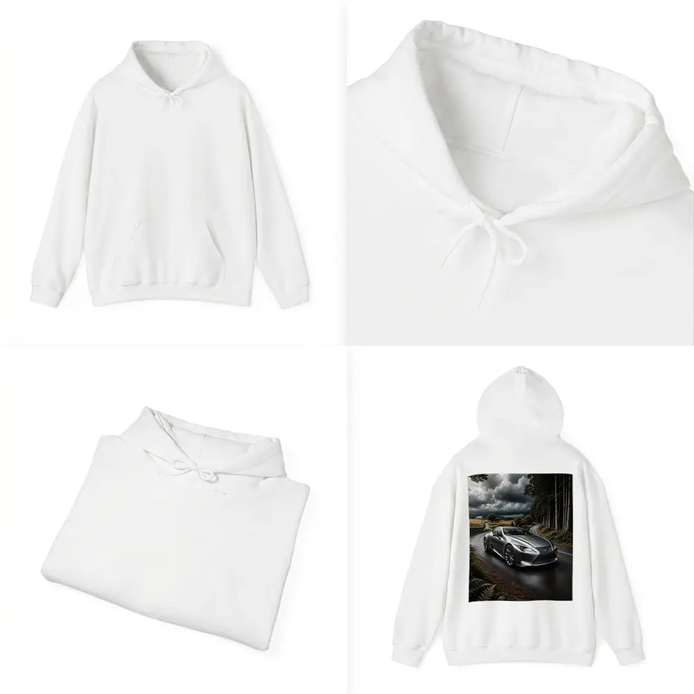 Lexus LC Silver Coupe Stormy Country Road – Hoodies