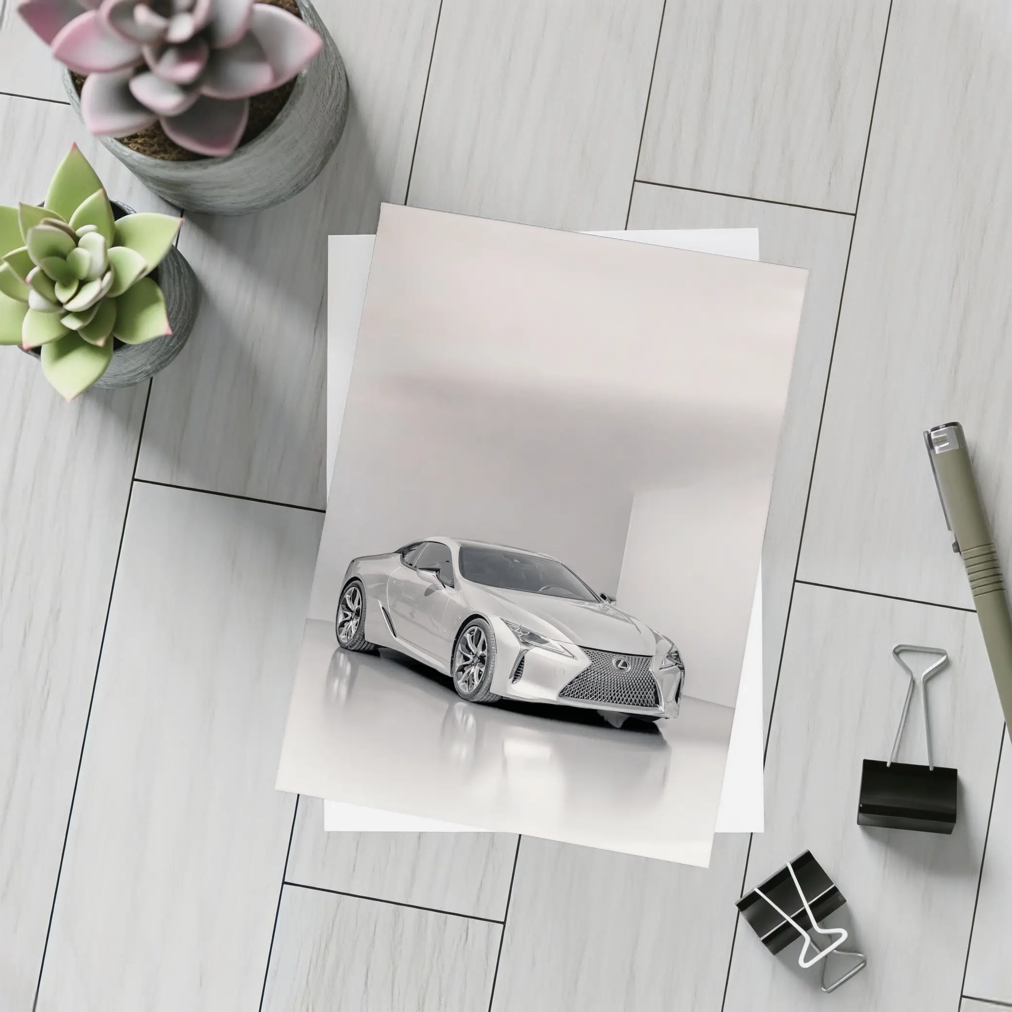 Lexus LC Silver Coupe Studio White Background – Postcards