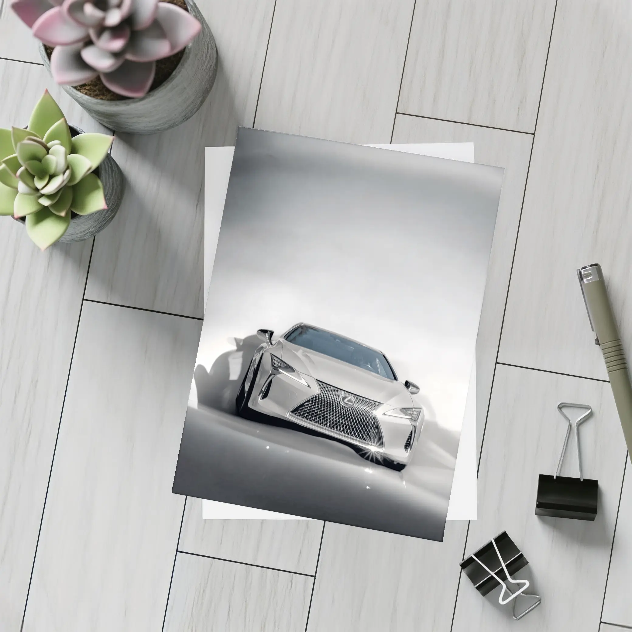 Lexus LC White Studio Light Background – Postcards