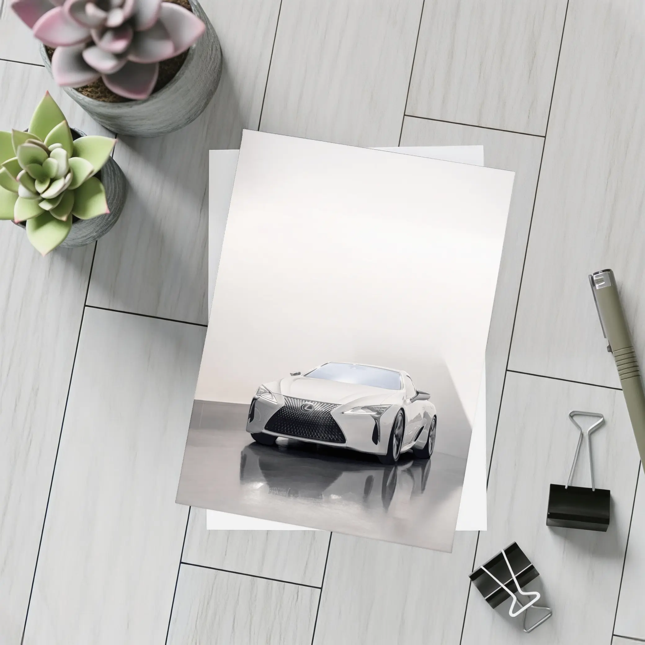 Lexus LC White Studio Minimal Background – Postcards