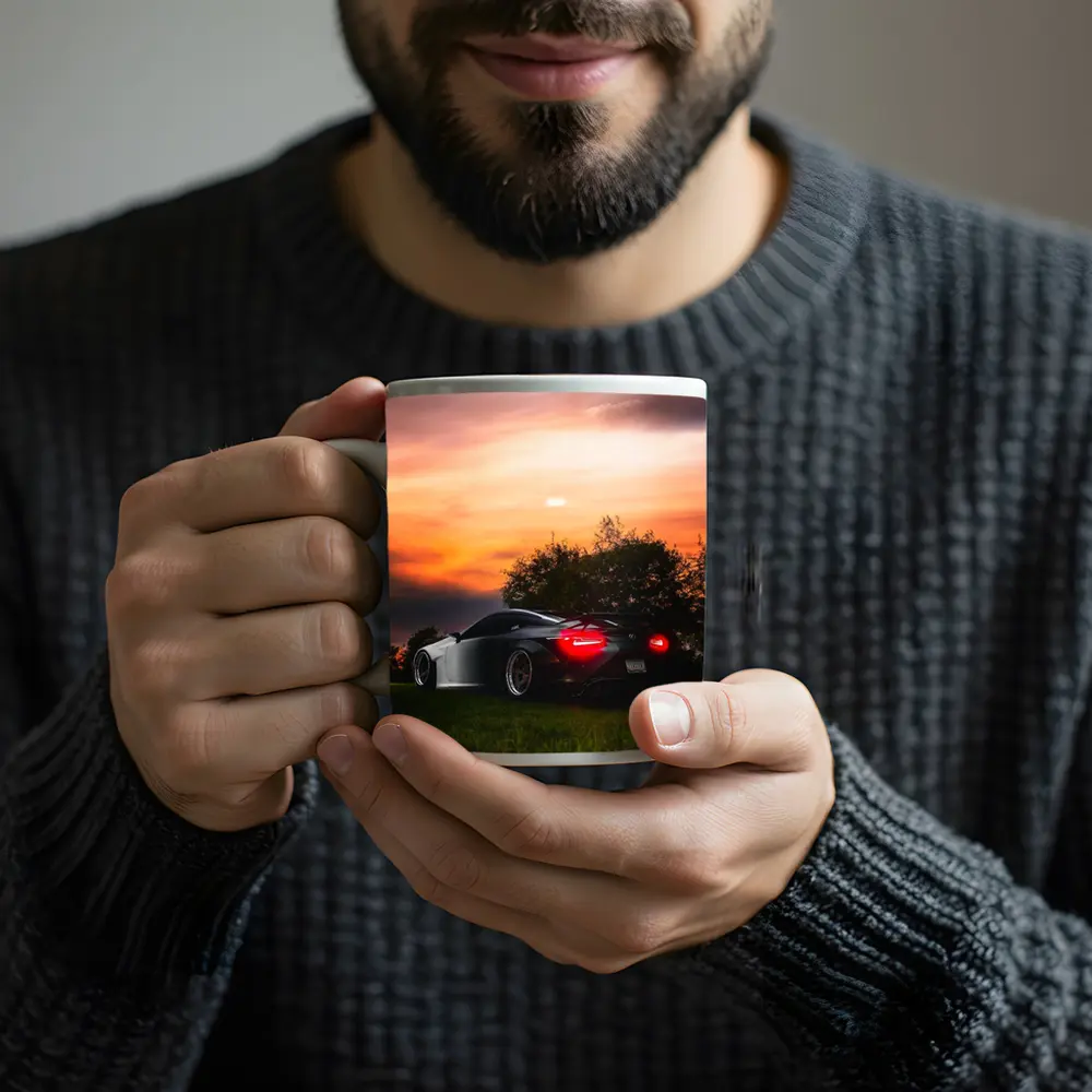 Lexus LC500 Black Sports Car Sunset Sky – Mugs