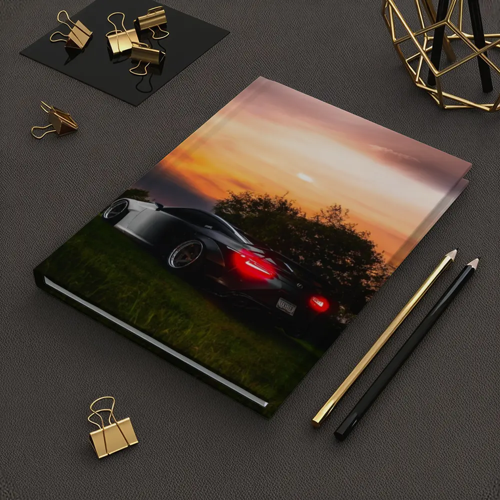 Lexus LC500 Black Sports Car Sunset Sky – Notebooks