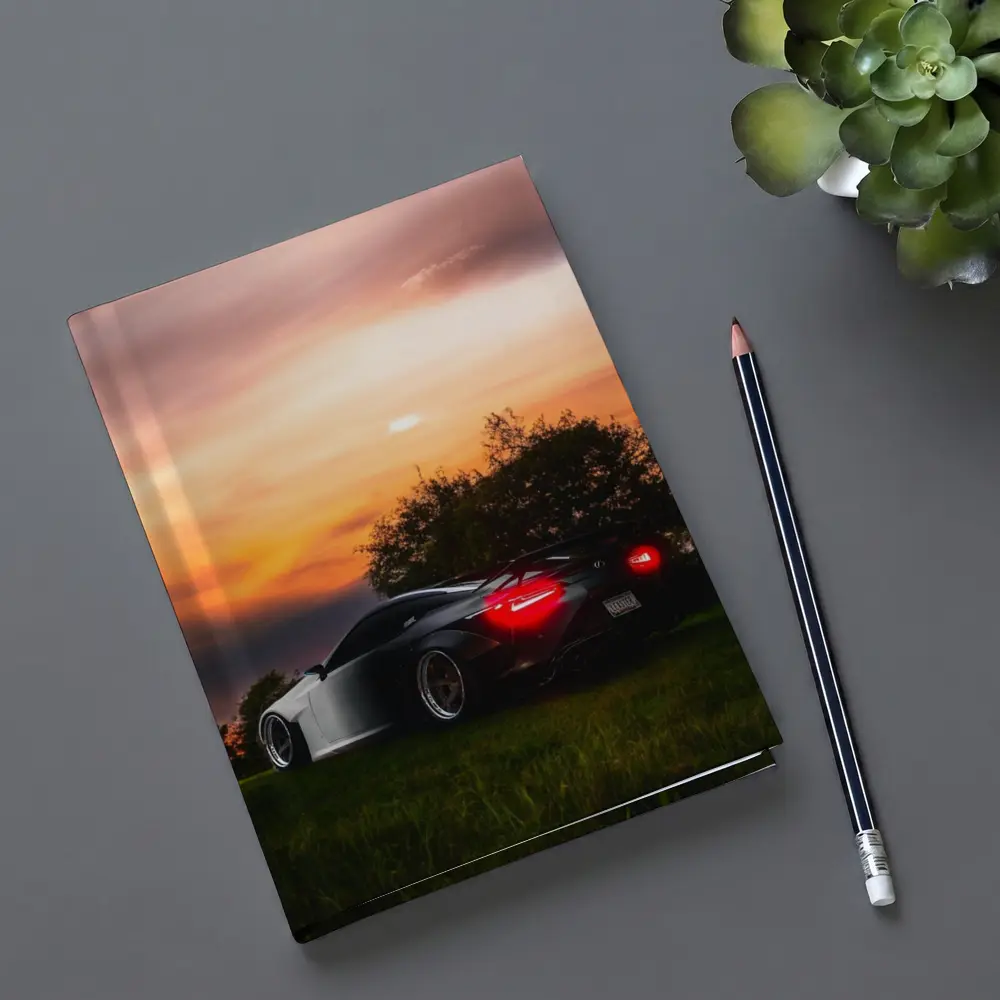 Lexus LC500 Black Sports Car Sunset Sky – Notebooks